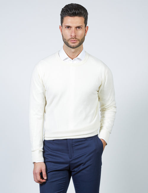 Maglia girocollo in cashmere |Colore:Panna