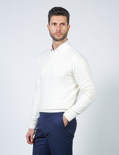 Maglia girocollo in cashmere |Colore:Panna
