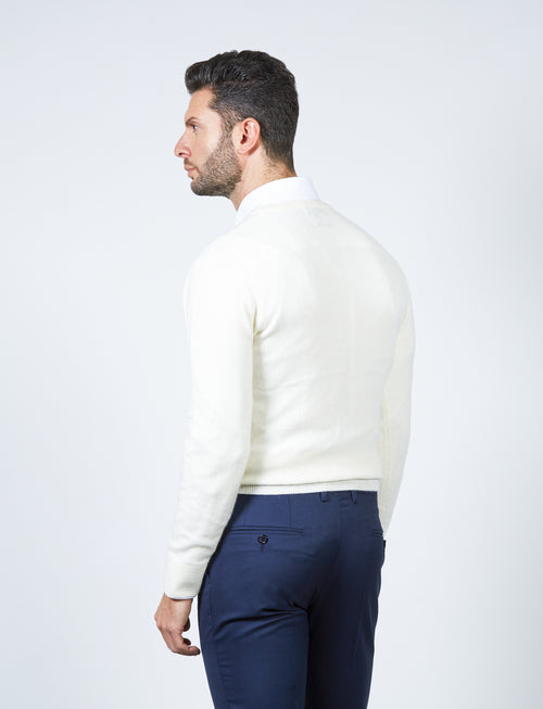 Maglia girocollo in cashmere |Colore:Panna