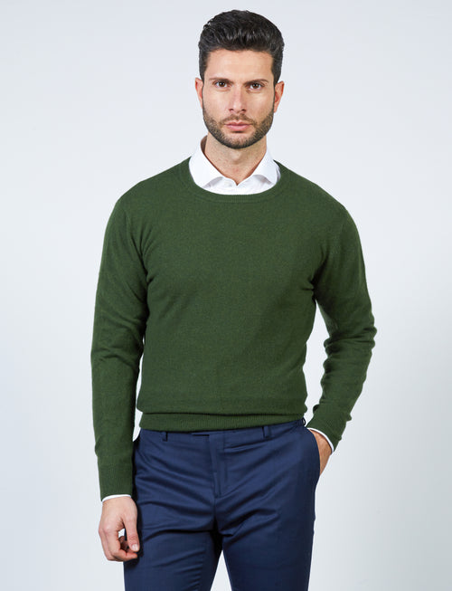 Maglia girocollo in cashmere |Colore:Verde bosco