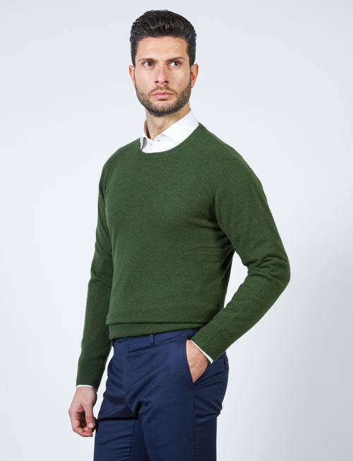 Maglia girocollo in cashmere |Colore:Verde bosco