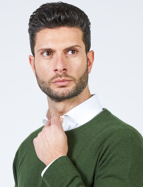 Maglia girocollo in cashmere |Colore:Verde bosco