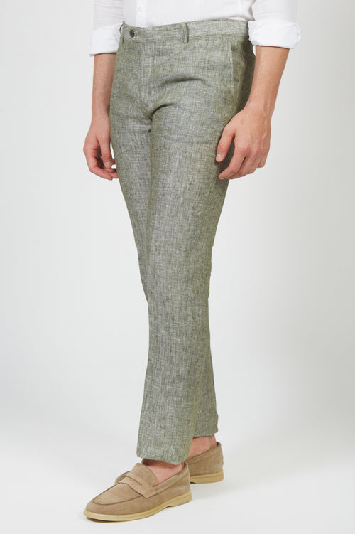 Pantalone in lino mélange |Colore:Foresta