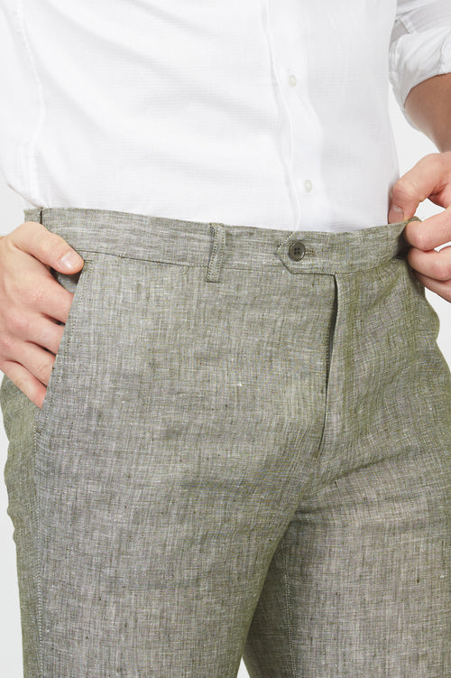 Pantalone in lino mélange |Colore:Foresta