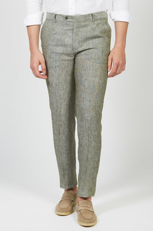 Pantalone in lino mélange |Colore:Foresta