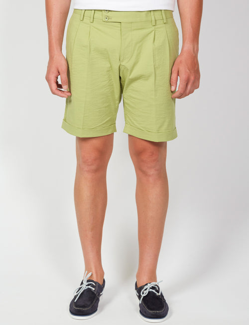 Bermuda in cotone goffrato con pinces luigi fusaro