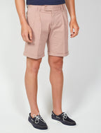 Bermuda in cotone goffrato con pinces |Colore:Rosa antico