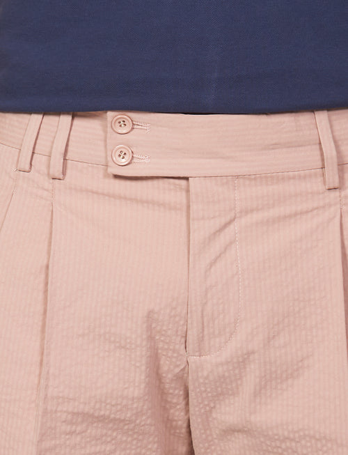 Bermuda in cotone goffrato con pinces |Colore:Rosa antico