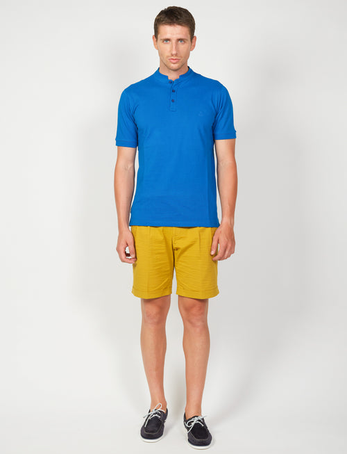 Bermuda in cotone goffrato con pinces |Colore:Ocra