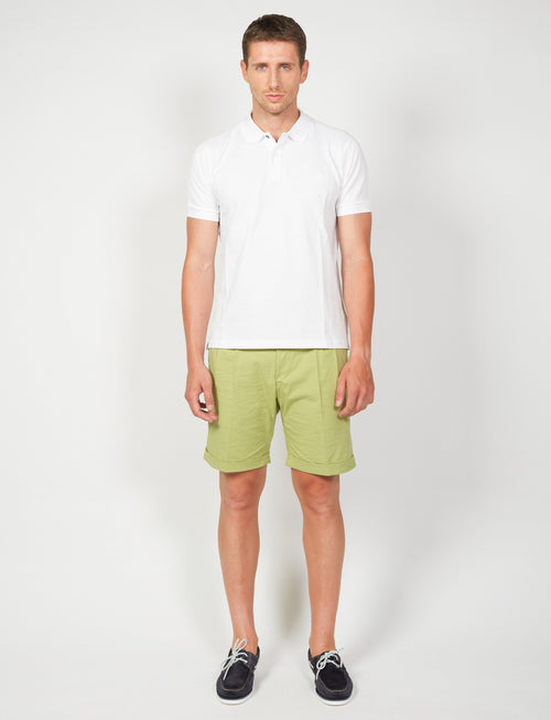 Bermuda in cotone goffrato con pinces luigi fusaro
