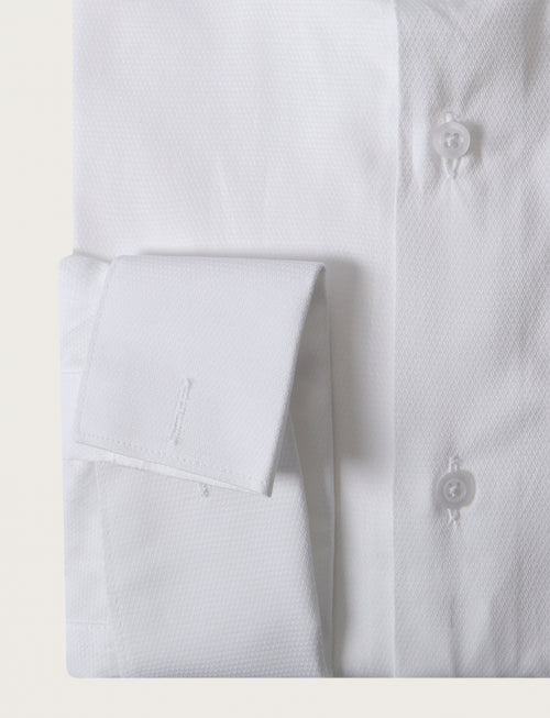 Camicia in cotone operato con polsino per gemelli luigi fusaro