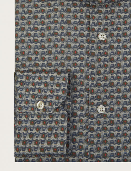Camicia fantasia geometrica in cotone stretch luigi fusaro