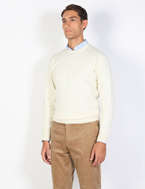 Maglia girocollo in cotone e lana sottile_Luigi Fusaro