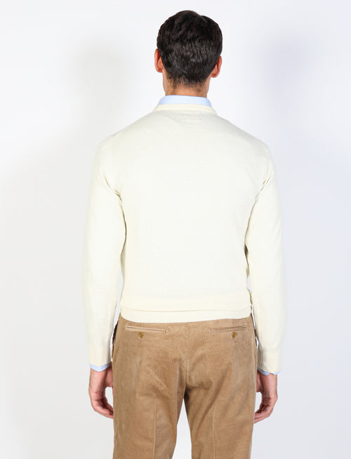 Maglia girocollo in cotone e lana sottile_Luigi Fusaro