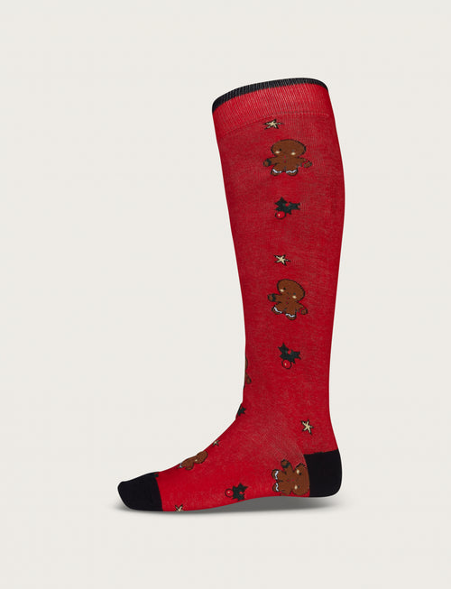 Calzini in cotone con motivo natalizio |Colore:Rosso