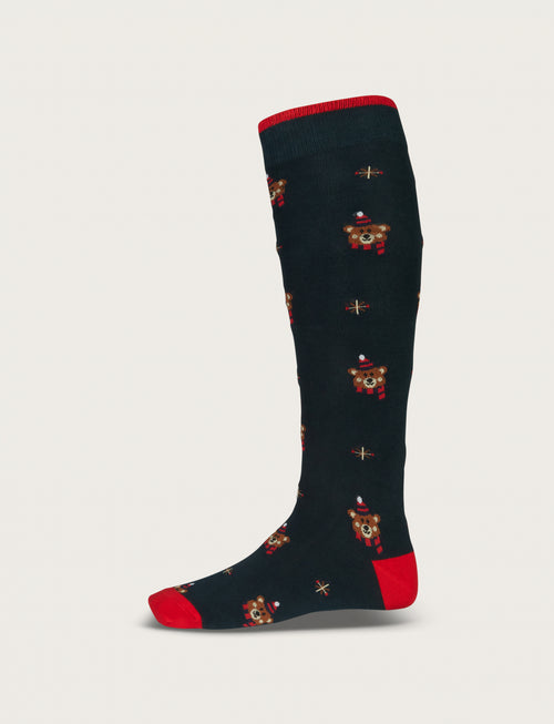 Calzini in cotone con orso di natale |Colore:Verde