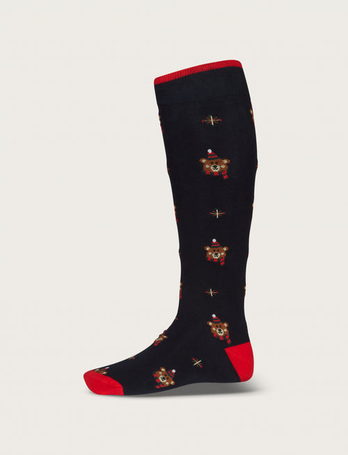 Calzini in cotone con orso di natale |Colore:Blu