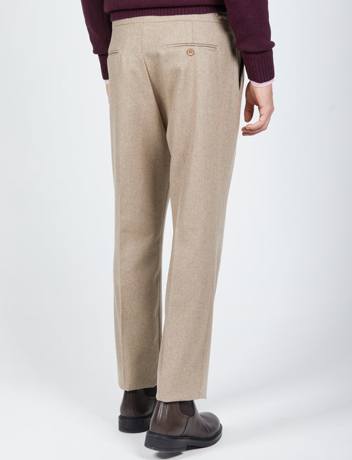 Pantaloni con pence in flanella di lana|Colore:Beige
