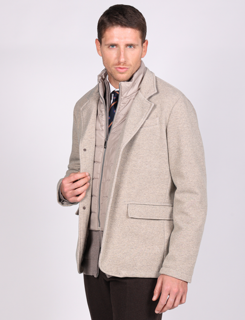 Giacca in maglia con pettorina integrata |Colore:Beige