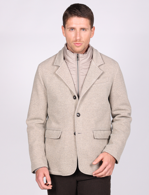 Giacca in maglia con pettorina integrata |Colore:Beige