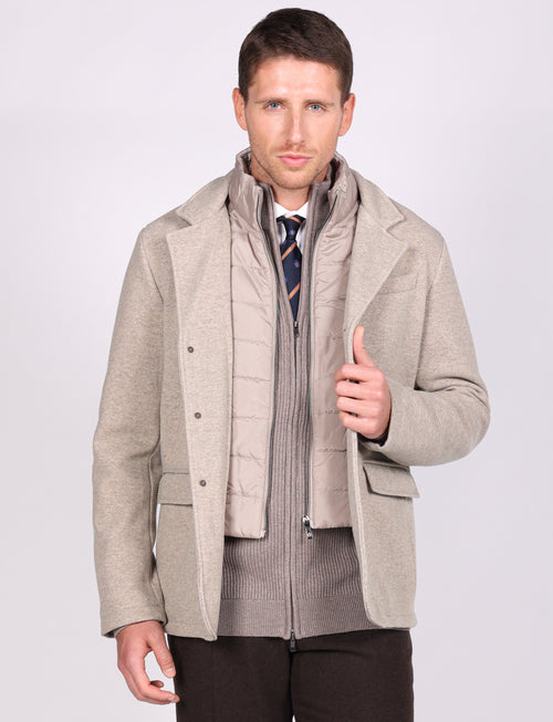 Giacca in maglia con pettorina integrata |Colore:Beige