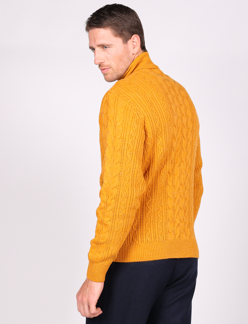 Maglia collo alto a trecce in misto lana |Colore:Senape