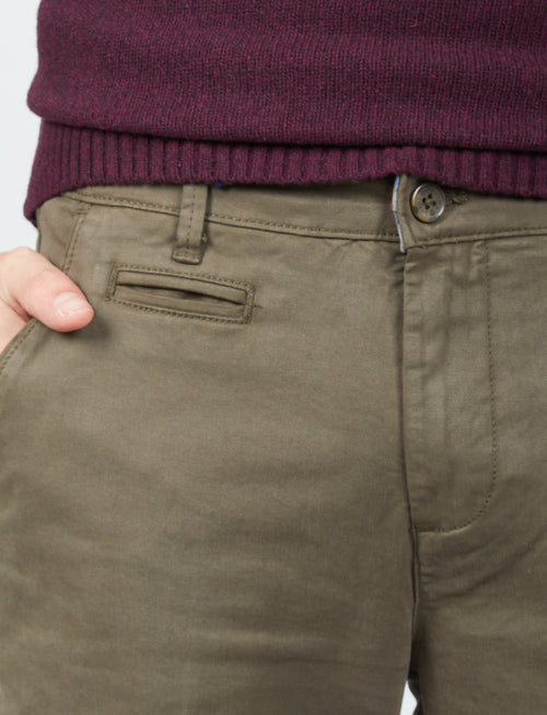 Pantaloni basici in tessuto twill |Colore:Verde militare