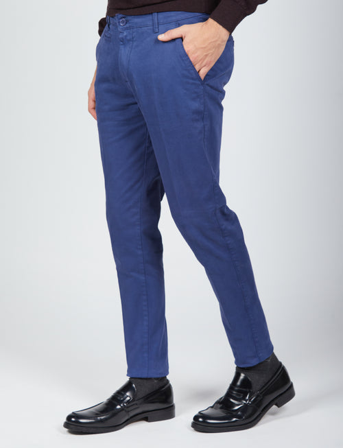 Pantaloni basici in tessuto twill |Colore:Bluette
