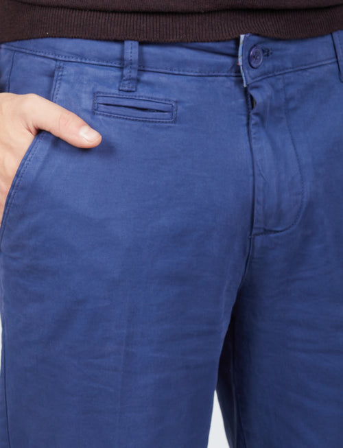 Pantaloni basici in tessuto twill |Colore:Bluette