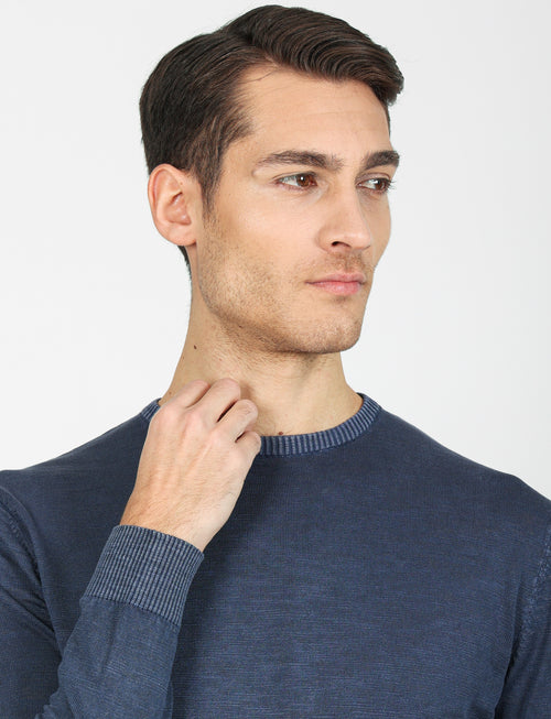 Maglia in 100% cotone stone wash |Colore:Blu