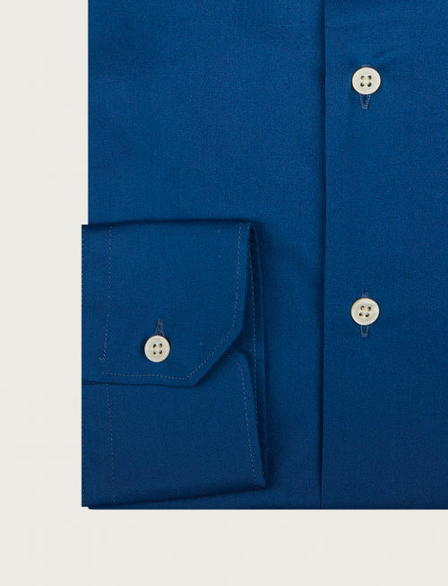 Camicia tinta unita in cotone stretch |Colore:Royal
