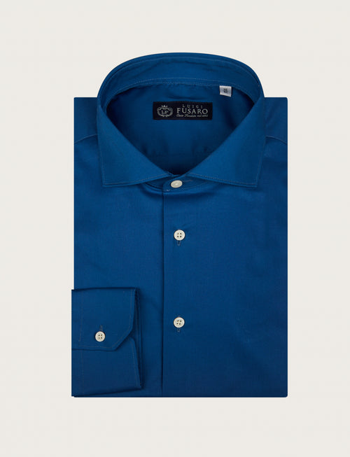 Camicia tinta unita in cotone stretch |Colore:Royal