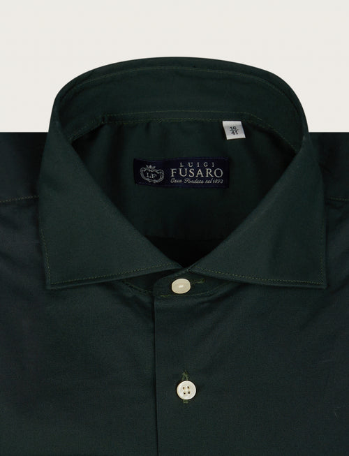 Camicia tinta unita in cotone stretch |Colore:Verde