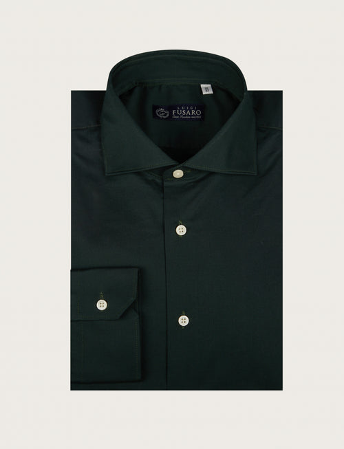 Camicia tinta unita in cotone stretch |Colore:Verde