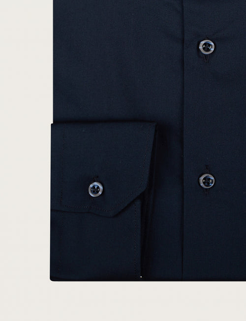 Camicia tinta unita in cotone stretch |Colore:Blu