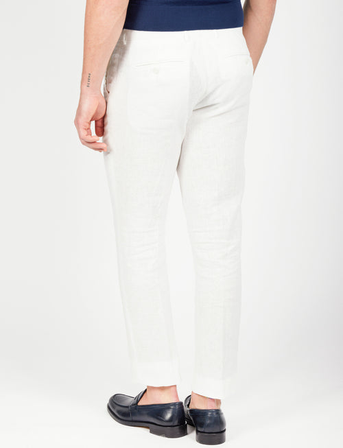 Pantaloni 100% lino naturale |Colore:Bianco