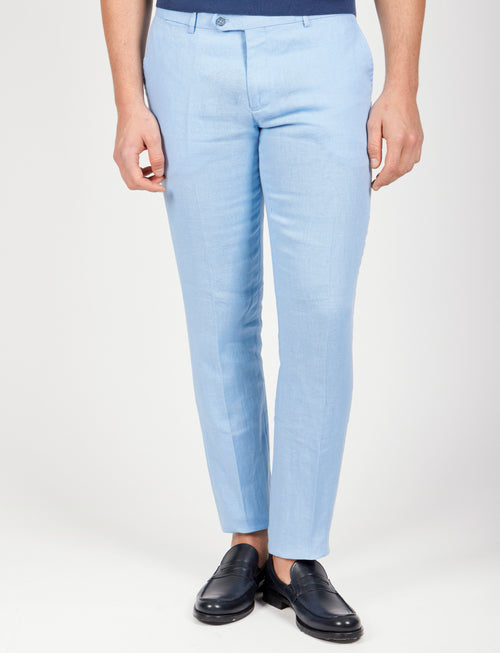 Pantaloni 100% lino naturale |Colore:Celeste