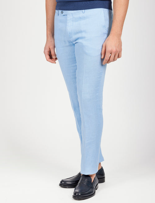 Pantaloni 100% lino naturale |Colore:Celeste
