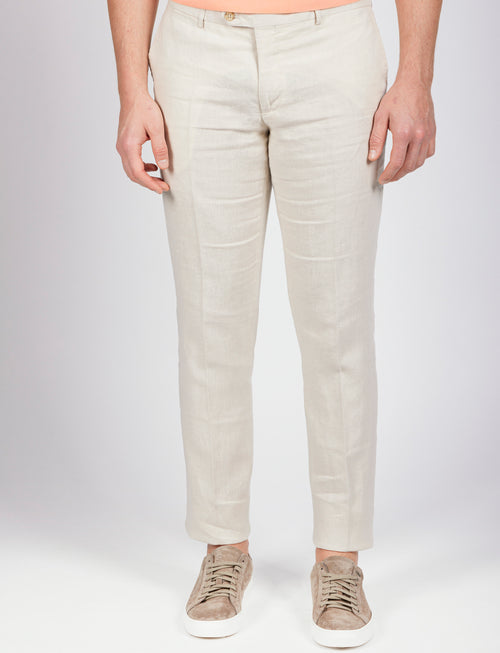 Pantaloni 100% lino naturale_Luigi Fusaro