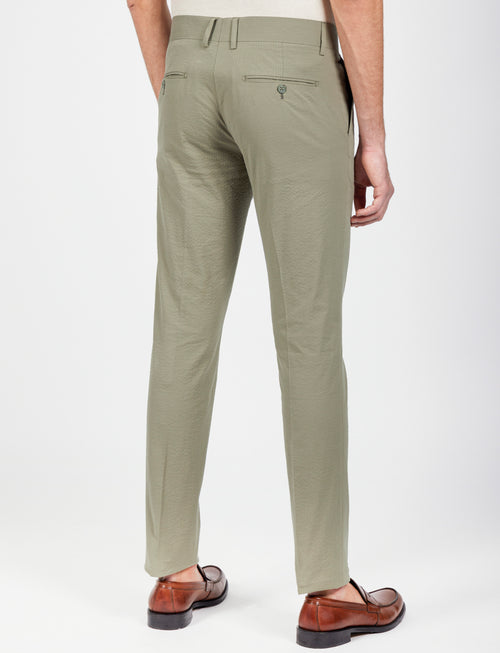 Pantalone in cotone goffrato con doppia pence_Luigi Fusaro