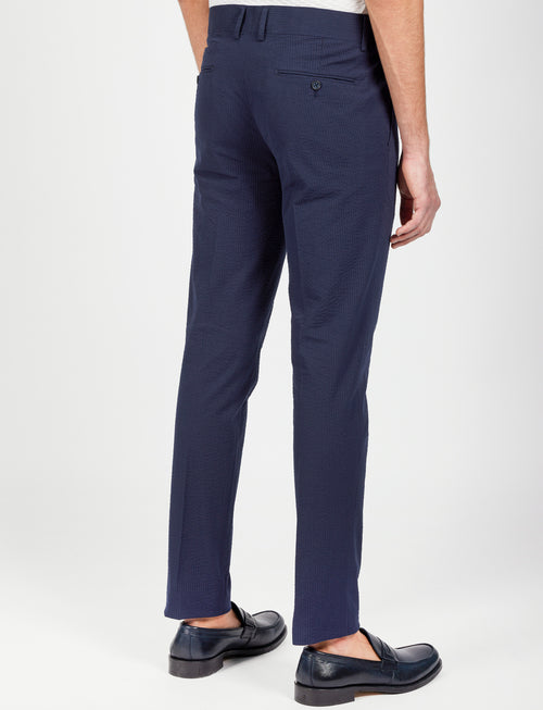Pantalone in cotone goffrato con doppia pence_Luigi Fusaro