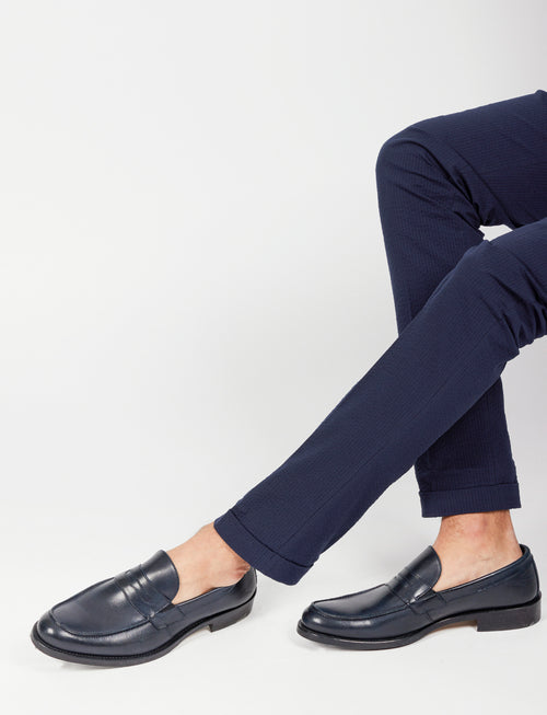 Pantalone in cotone goffrato con doppia pence_Luigi Fusaro