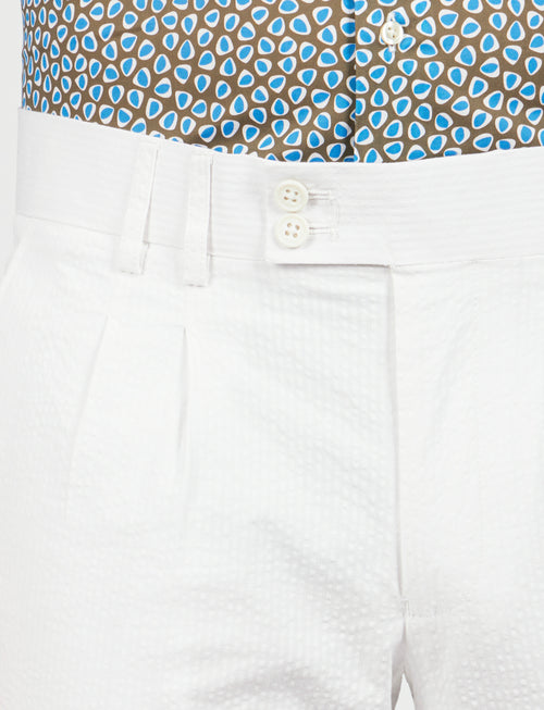 Pantalone in cotone goffrato con doppia pence_Luigi Fusaro