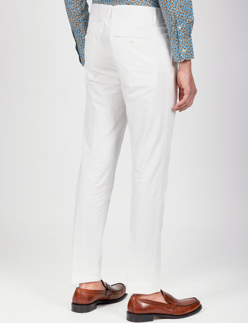 Pantalone in cotone goffrato con doppia pence_Luigi Fusaro