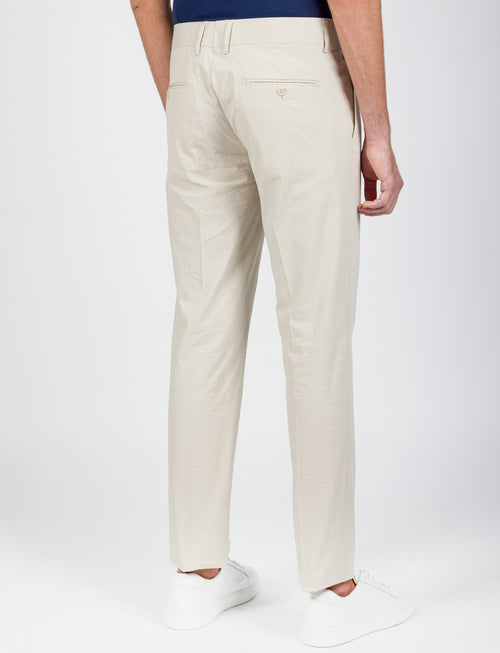 Pantalone in cotone goffrato con doppia pence_Luigi Fusaro