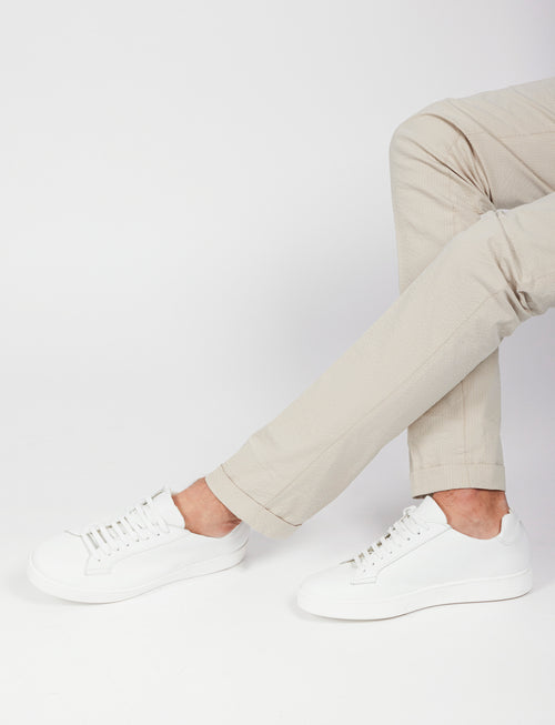 Pantalone in cotone goffrato con doppia pence_Luigi Fusaro