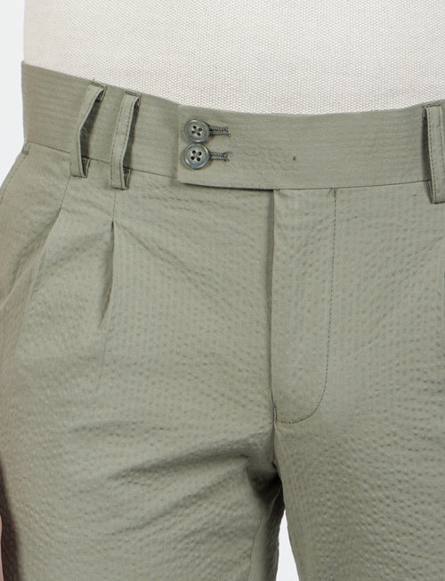 Pantalone in cotone goffrato con doppia pence_Luigi Fusaro