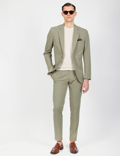 Pantalone in cotone goffrato con doppia pence_Luigi Fusaro