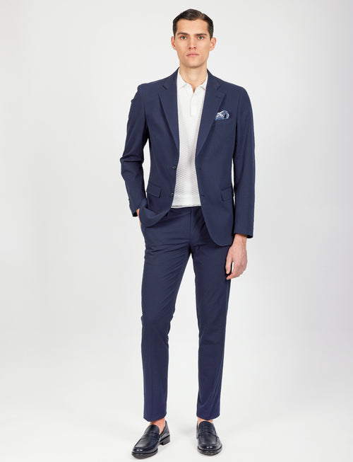 Pantalone in cotone goffrato con doppia pence_Luigi Fusaro