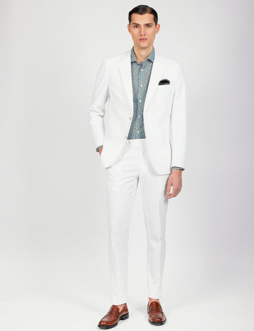 Pantalone in cotone goffrato con doppia pence_Luigi Fusaro